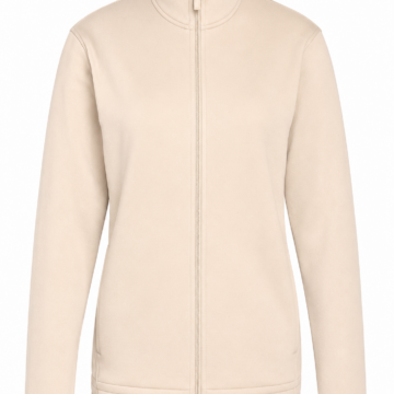 Light Beige Long-Sleeve Mock Neck Track Jacket