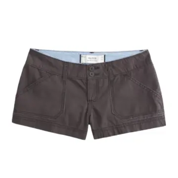 Dark Grey Shorts with Contrast Stitching and Patch Pockets