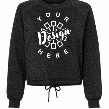 Charcoal Leopard Print Crewneck Sweatshirt with Drawstring Hem