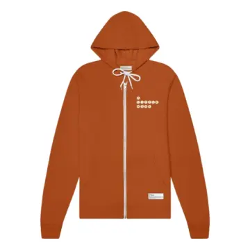 Burnt Orange Full-Zip Hooded Sweatshirt with Drawstring Hood