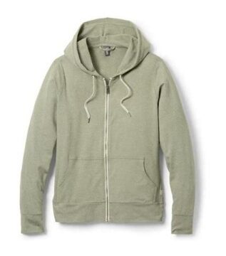 Olive Green Full-Zip Hoodie with Split Kangaroo Pockets